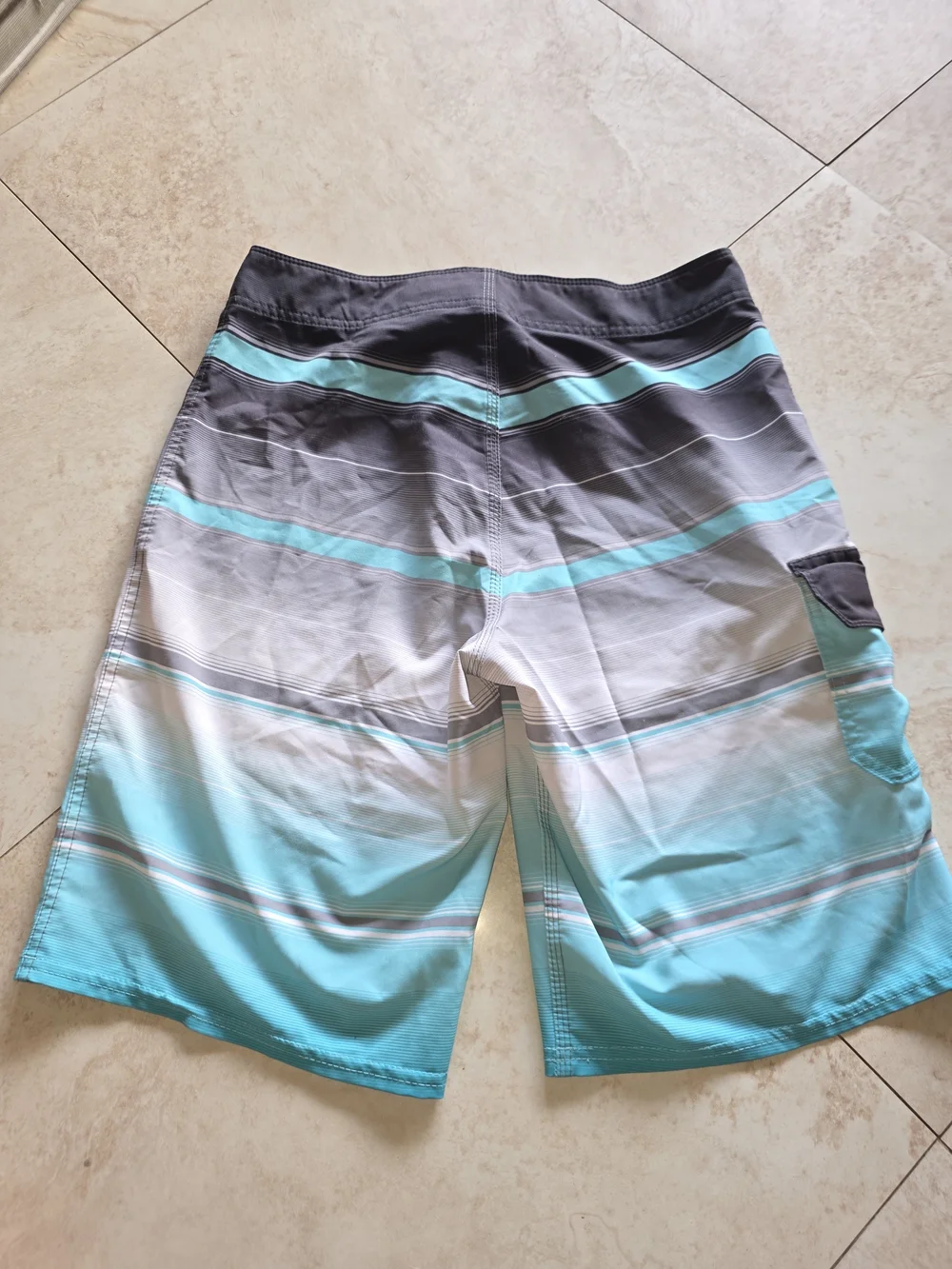 Billabong Men’s Aqua and Gray Stripe Board Shorts